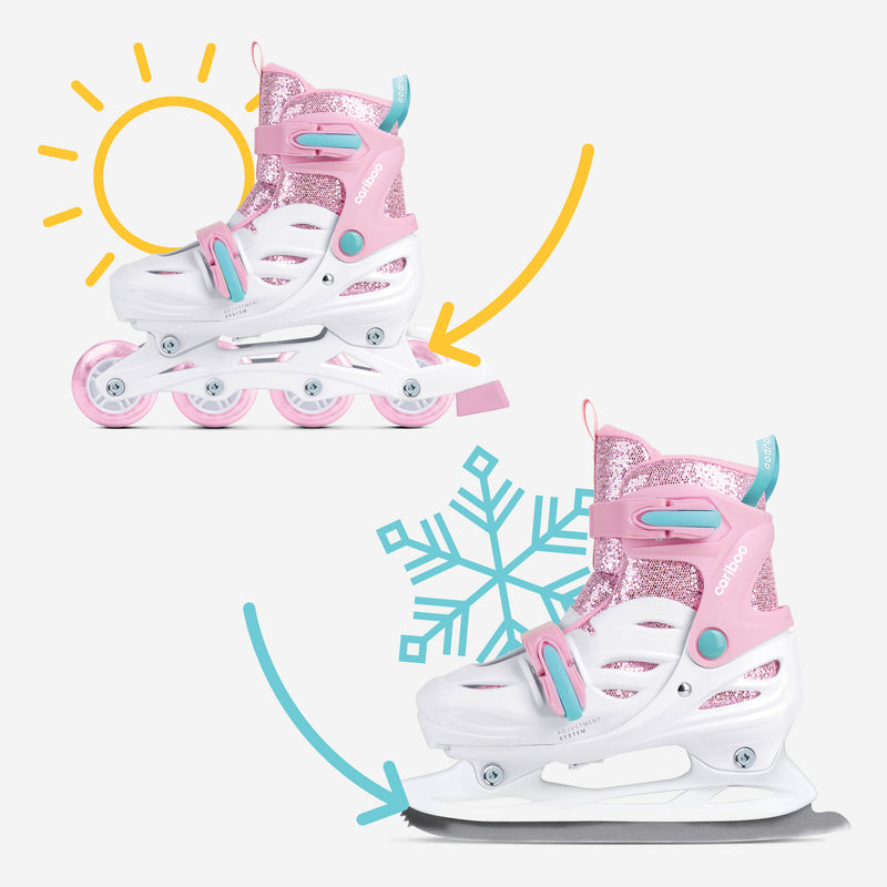 Inline skates and ice skates in one boot!