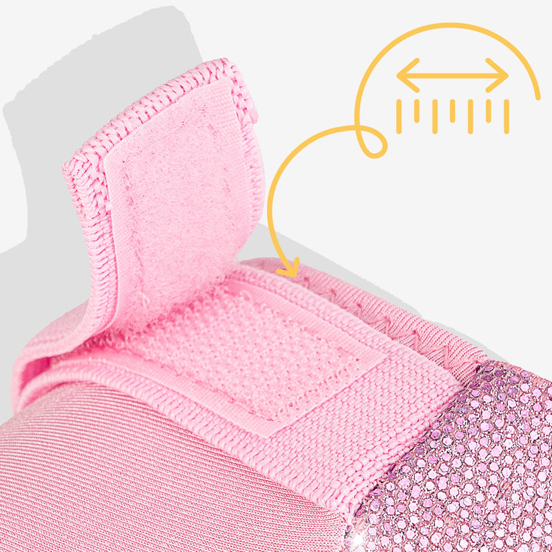 Dual Velcro straps stabilize the pads and adjust as your child grows.