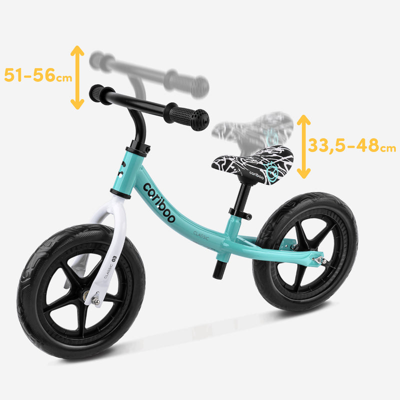 Height-adjustable handlebar and saddle.