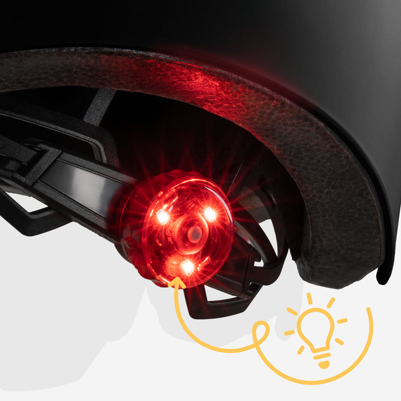 Built-in LED light integrated into the helmet structure.