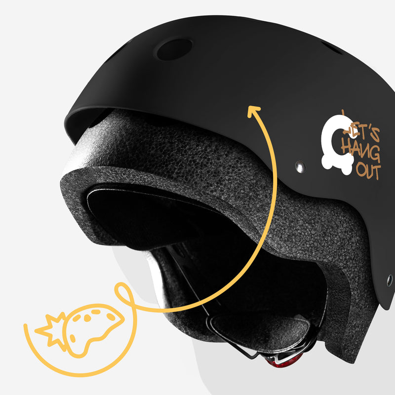 Durable ABS outer shell with an impact-absorbing EPS core.