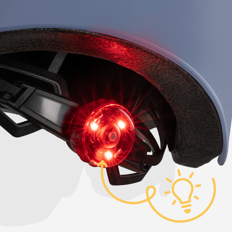 Built-in LED light integrated into the helmet structure.