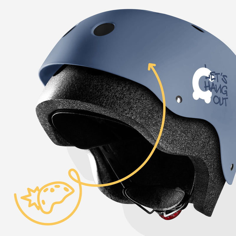 Durable ABS outer shell with an impact-absorbing EPS core.