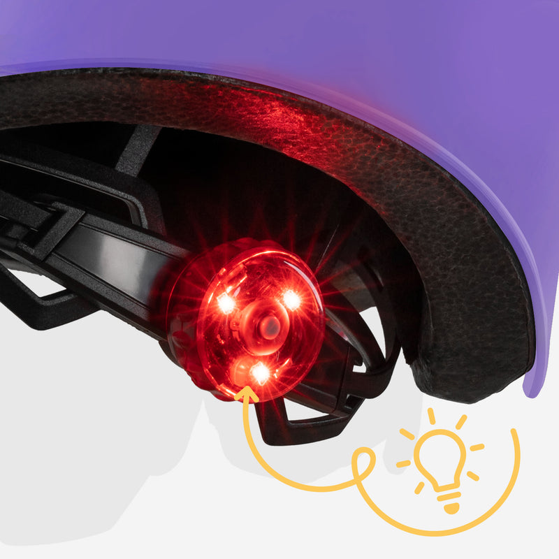Built-in LED light integrated into the helmet structure.