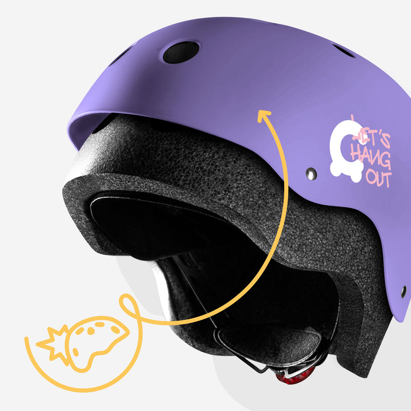 Durable ABS outer shell with an impact-absorbing EPS core.