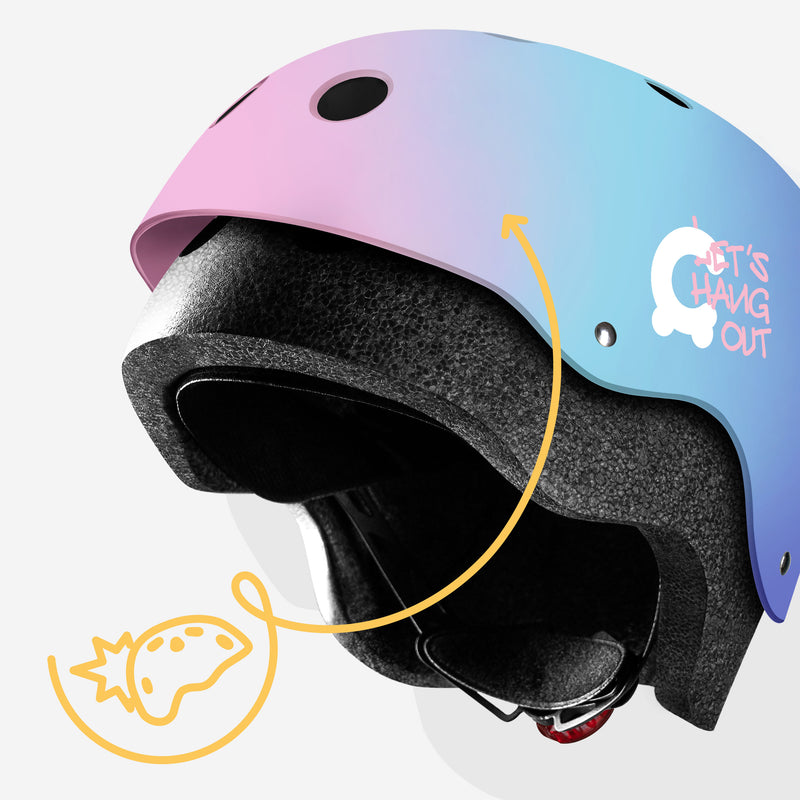 Durable ABS outer shell with an impact-absorbing EPS core.