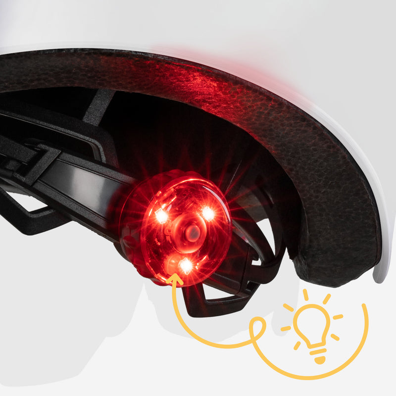 Built-in LED light integrated into the helmet structure.