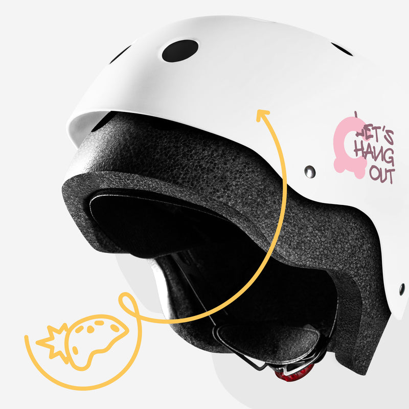 Durable ABS outer shell with an impact-absorbing EPS core.